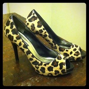 Peep toe leopard print high heels